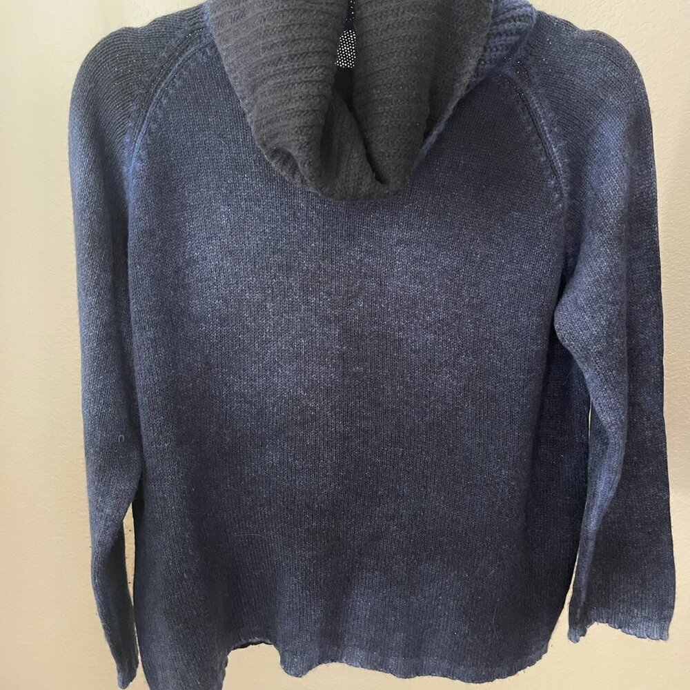 AVANT TOI BLUE BLACK HAND DYED CASHMERE TURTLENECK SWEATER - Picture 4 of 6